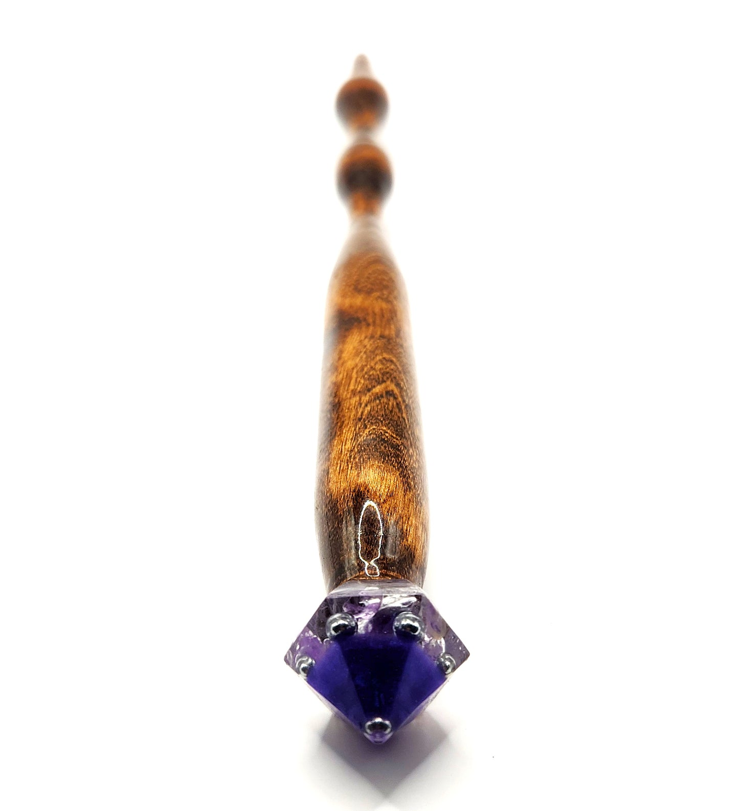Amethyst Hand-Turned Wooden Orgonite Wand