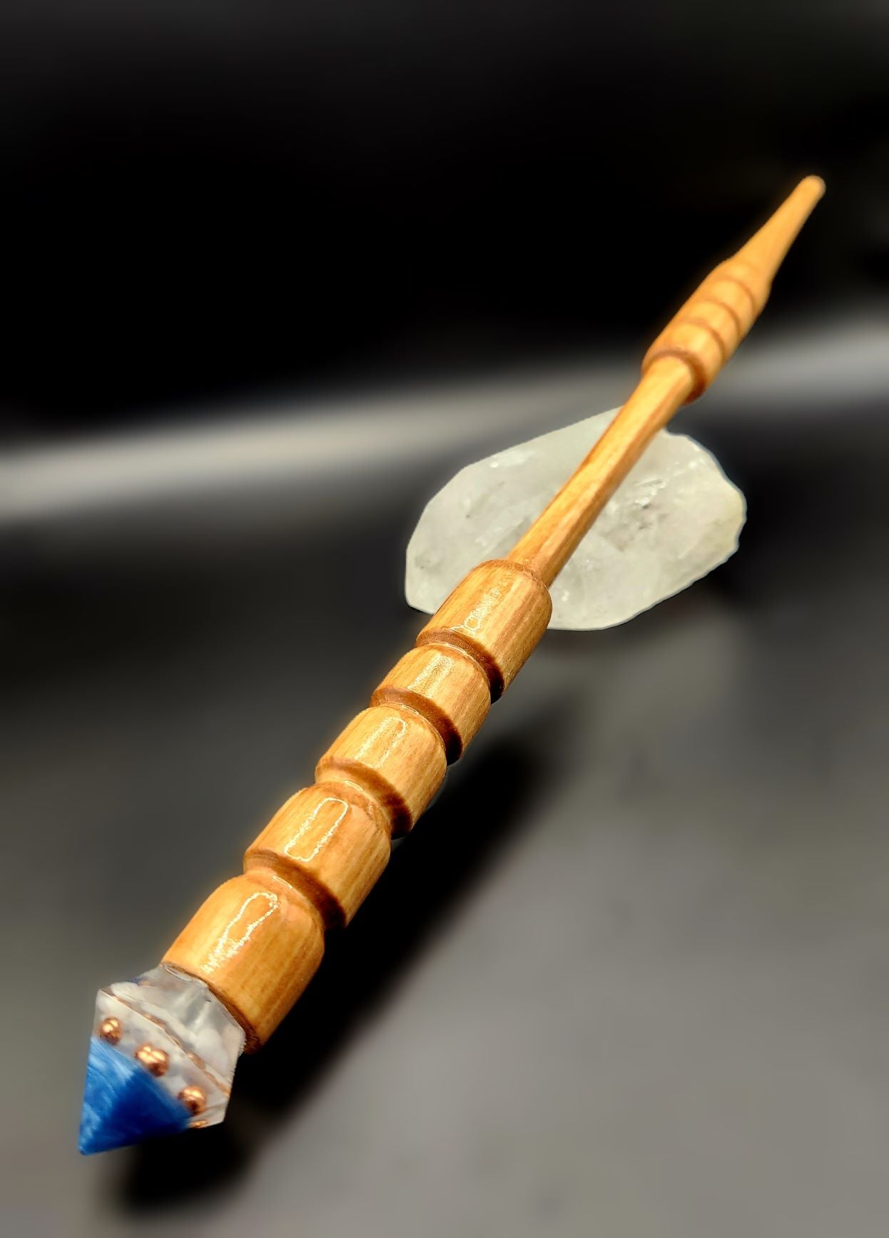 Moonstone Hand-Turned Wooden Orgonite Wand