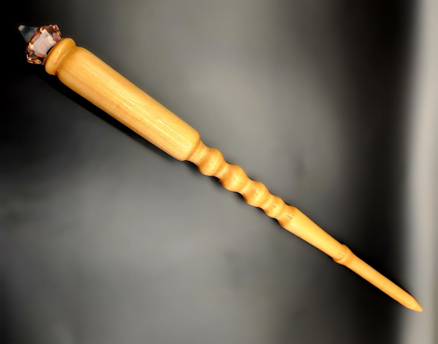 Rhodochrosite Hand-Turned Wooden Orgonite Wand