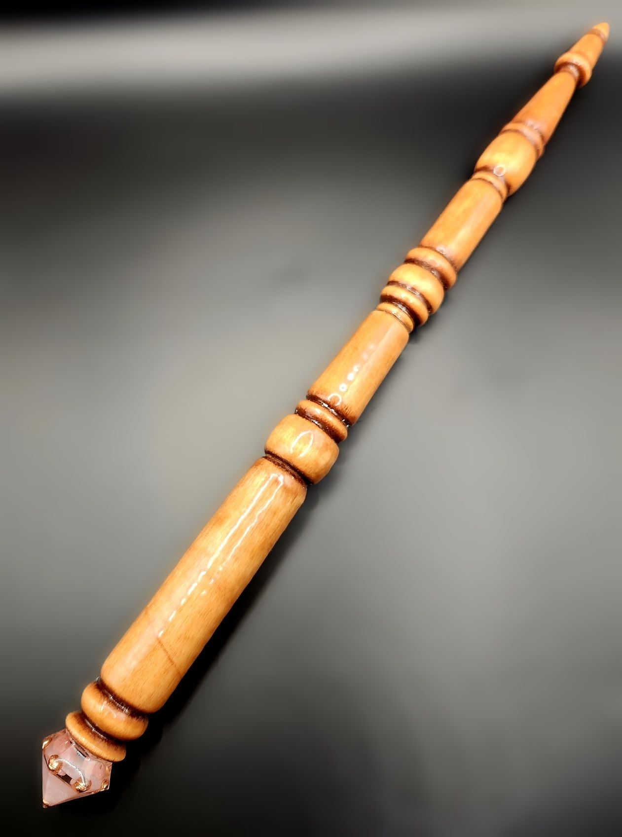 Rhodochrosite Hand-Turned Wooden Orgonite Wand