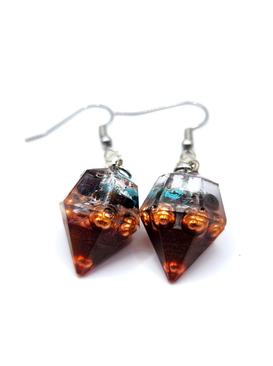 Azurite Orgonite Drop Earrings