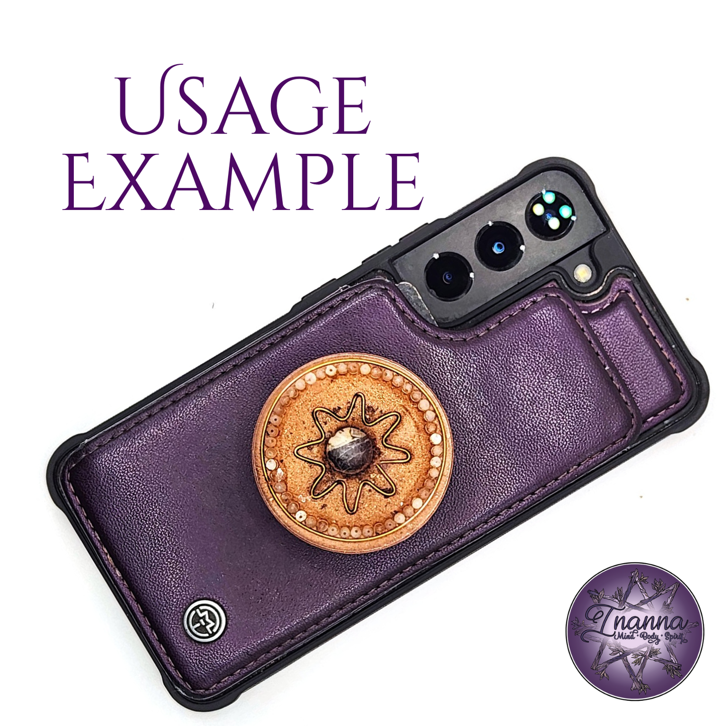 Moonstone Orgonite Phone Guardian - Purple Owl