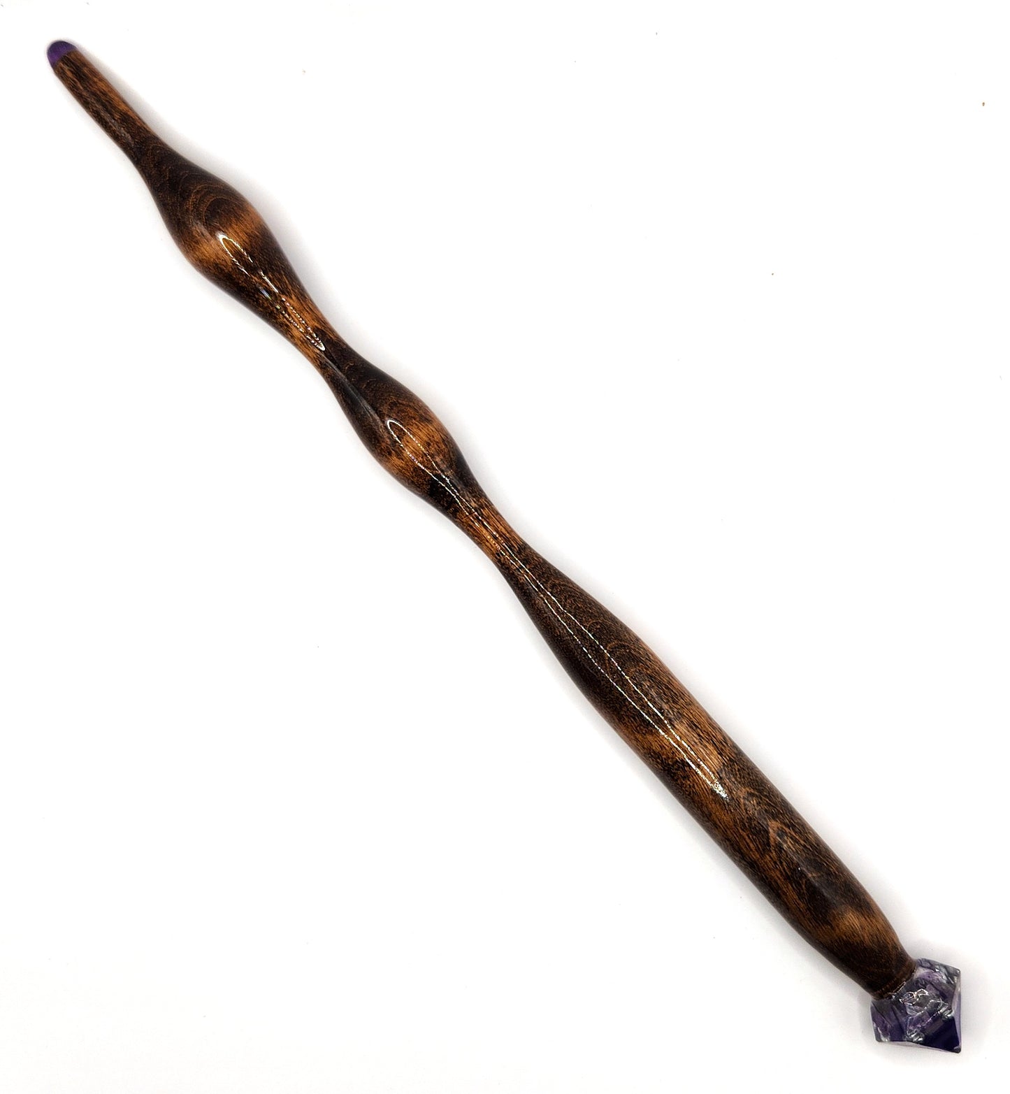 Amethyst Hand-Turned Wooden Orgonite Wand