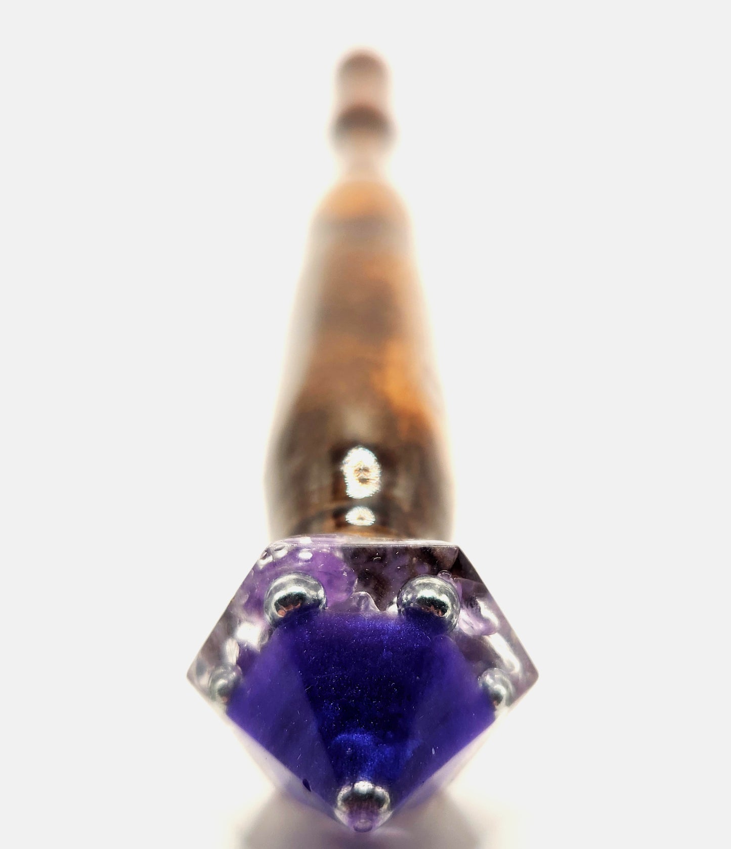 Amethyst Hand-Turned Wooden Orgonite Wand