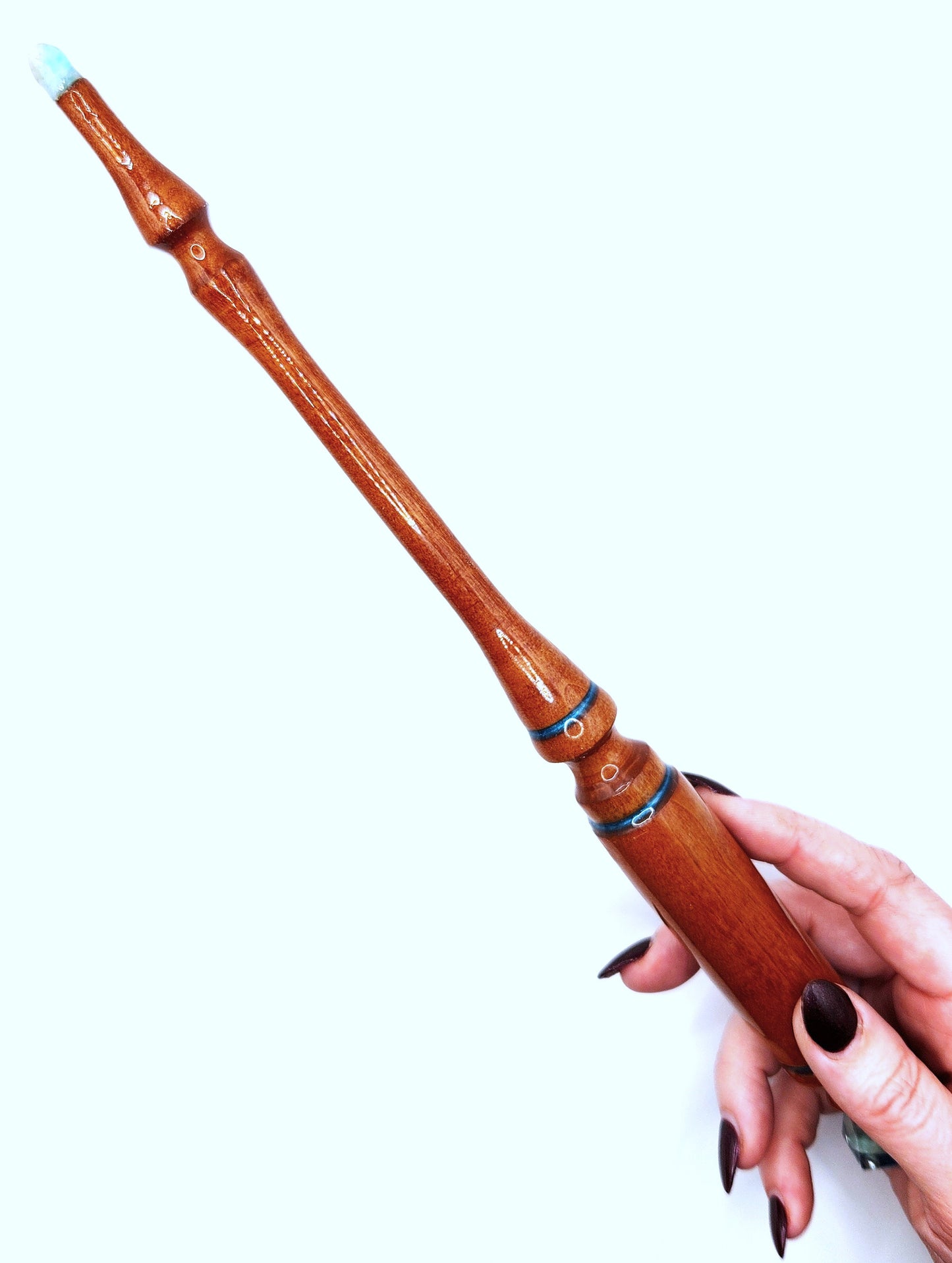 Amazonite Hand-Turned Wooden Orgonite Wand