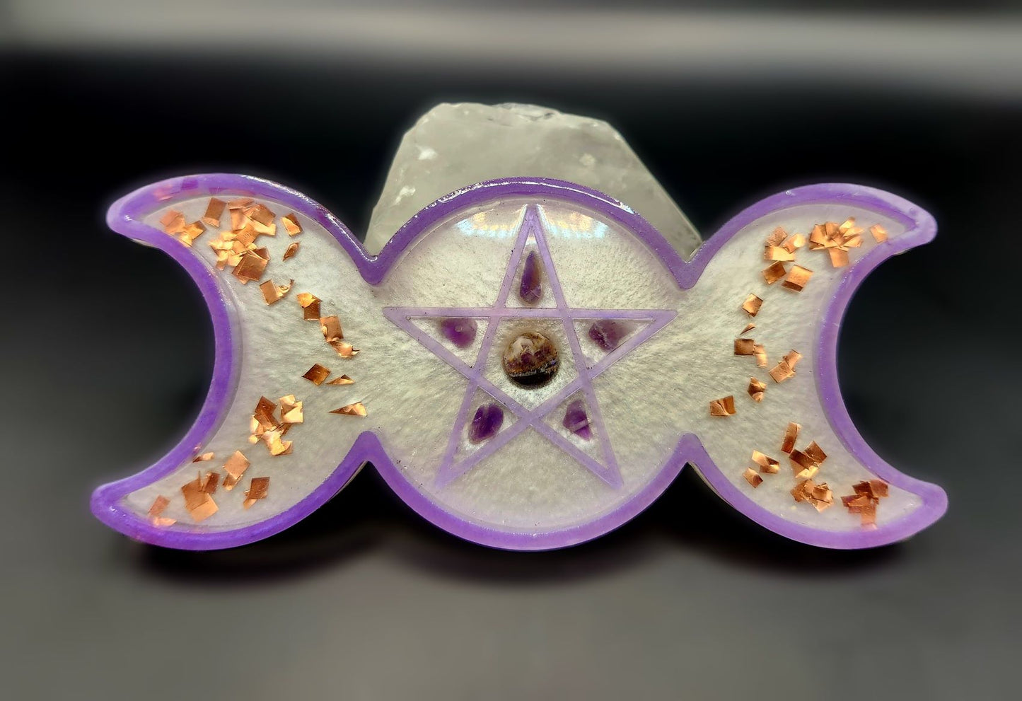 Amethyst Triple Moon Orgonite Charging Plate