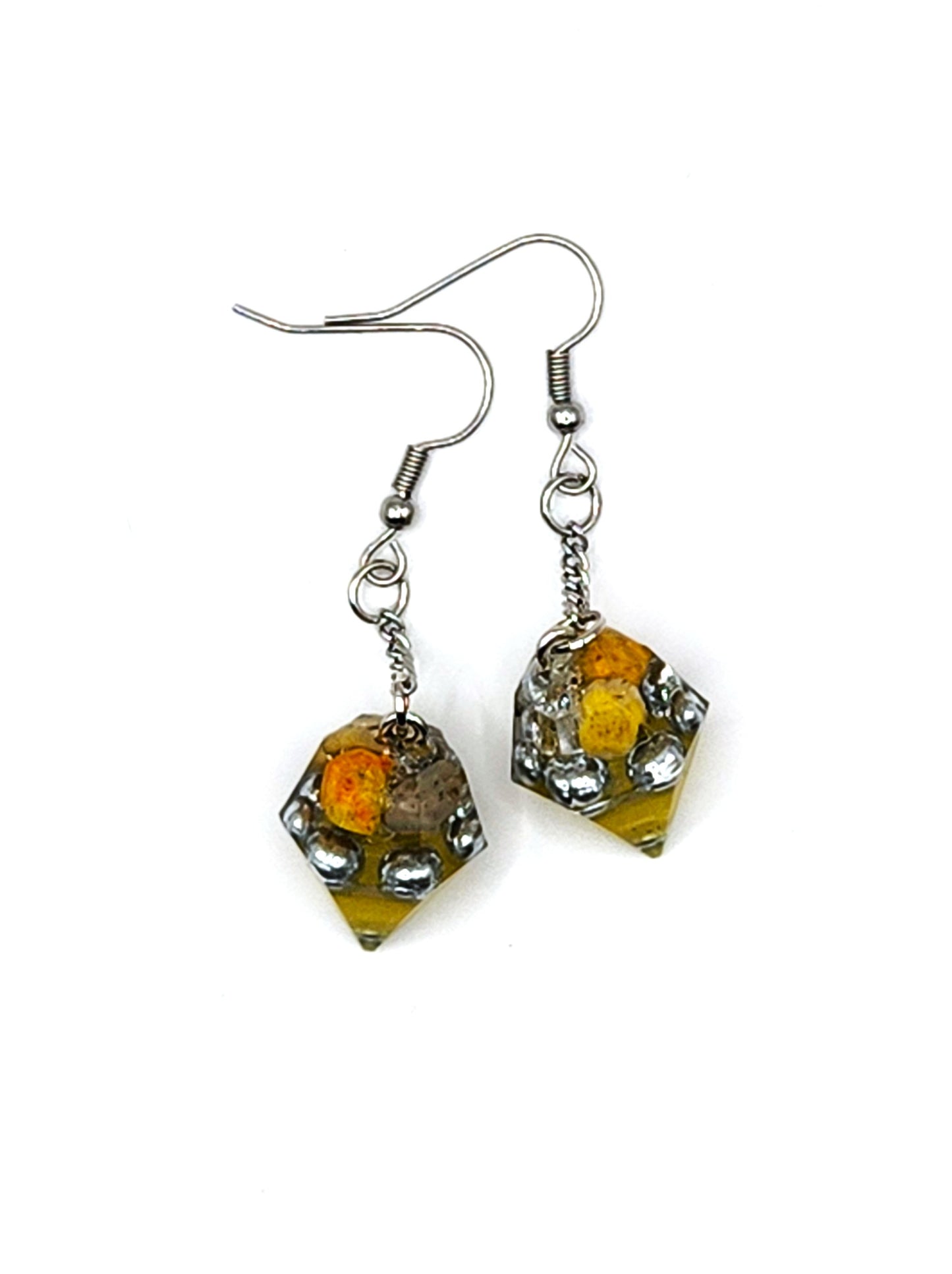 Bumble Bee Jasper Orgonite Drop Earrings