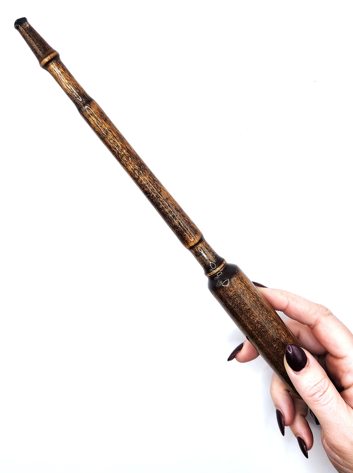 Obsidian Hand-Turned Wooden Orgonite Wand - Purple