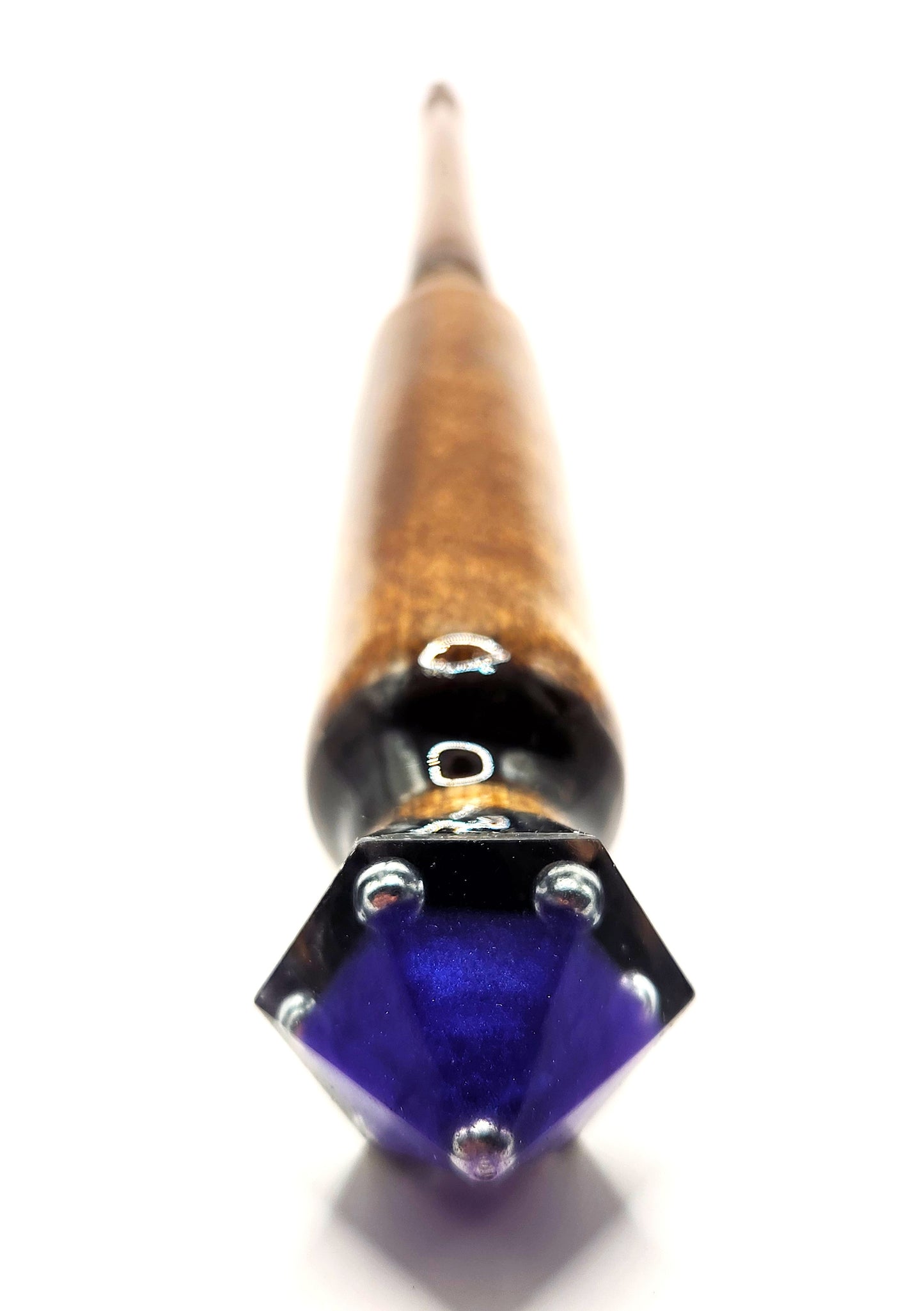 Obsidian Hand-Turned Wooden Orgonite Wand - Purple