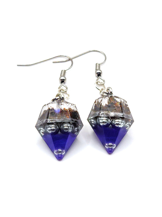 Obsidian Orgonite Drop Earrings - Purple
