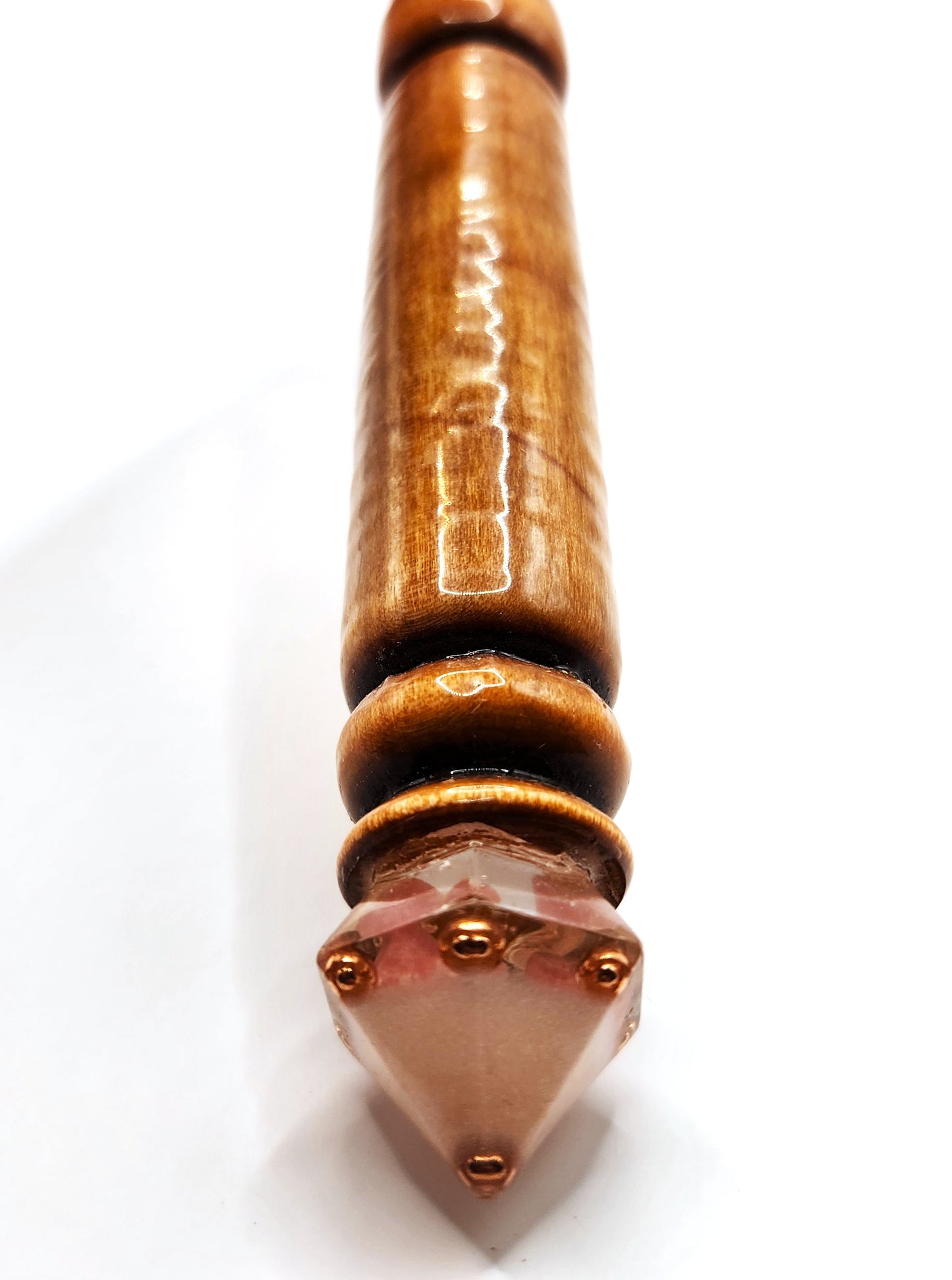Rhodochrosite Hand-Turned Wooden Orgonite Wand