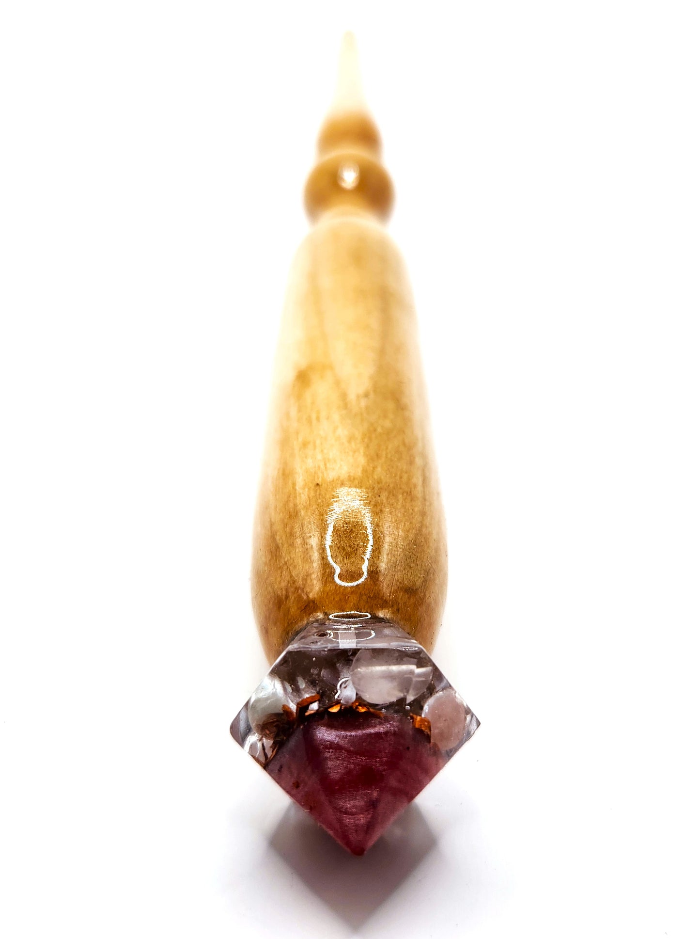 Rose Quartz Hand-Turned Wooden Orgonite Wand