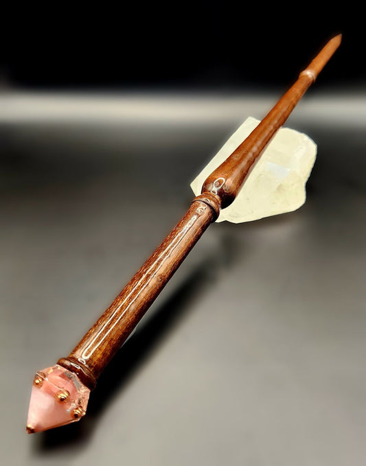 Rhodochrosite Hand-Turned Wooden Orgonite Wand