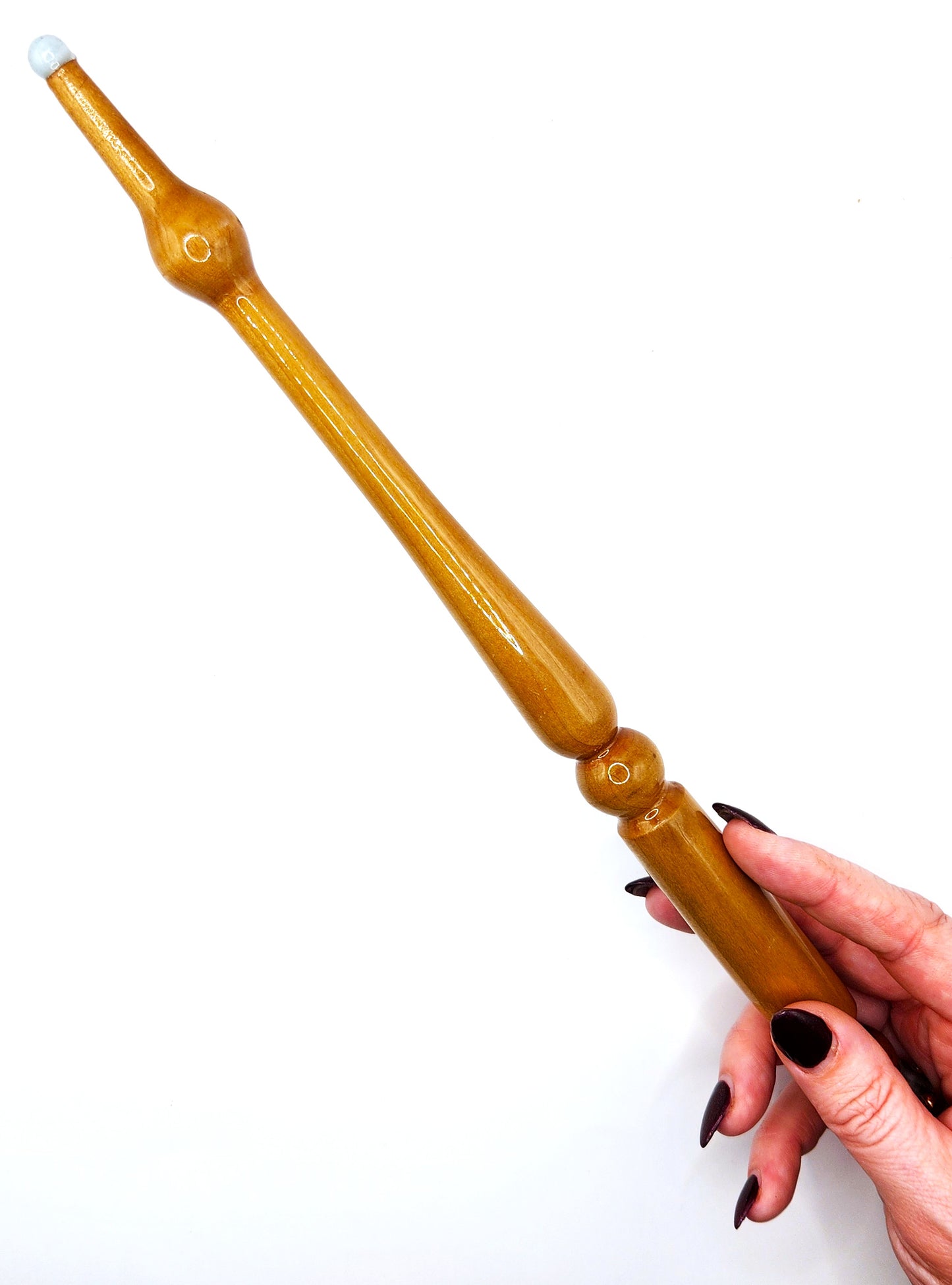 Morganite Hand-Turned Wooden Orgonite Wand - Silver