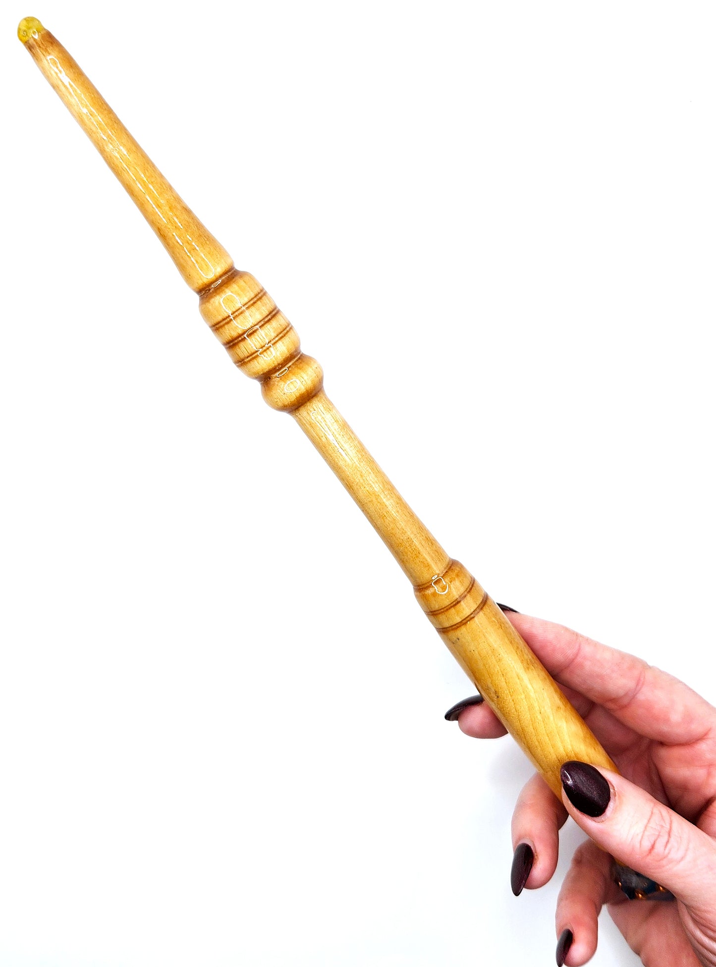 Citrine Hand-Turned Wooden Orgonite Wand - Teal